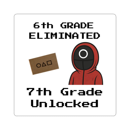 Squid Game 7th Grade Unlocked Sticker, Back to School laptop note book Trendy